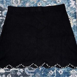 H&M Black Mini Skirt with Pearl Accents